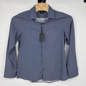 NWT 7 Diamonds 4-Way Stretch Shirt Mens Large Blue Geometric Maxon Button Down